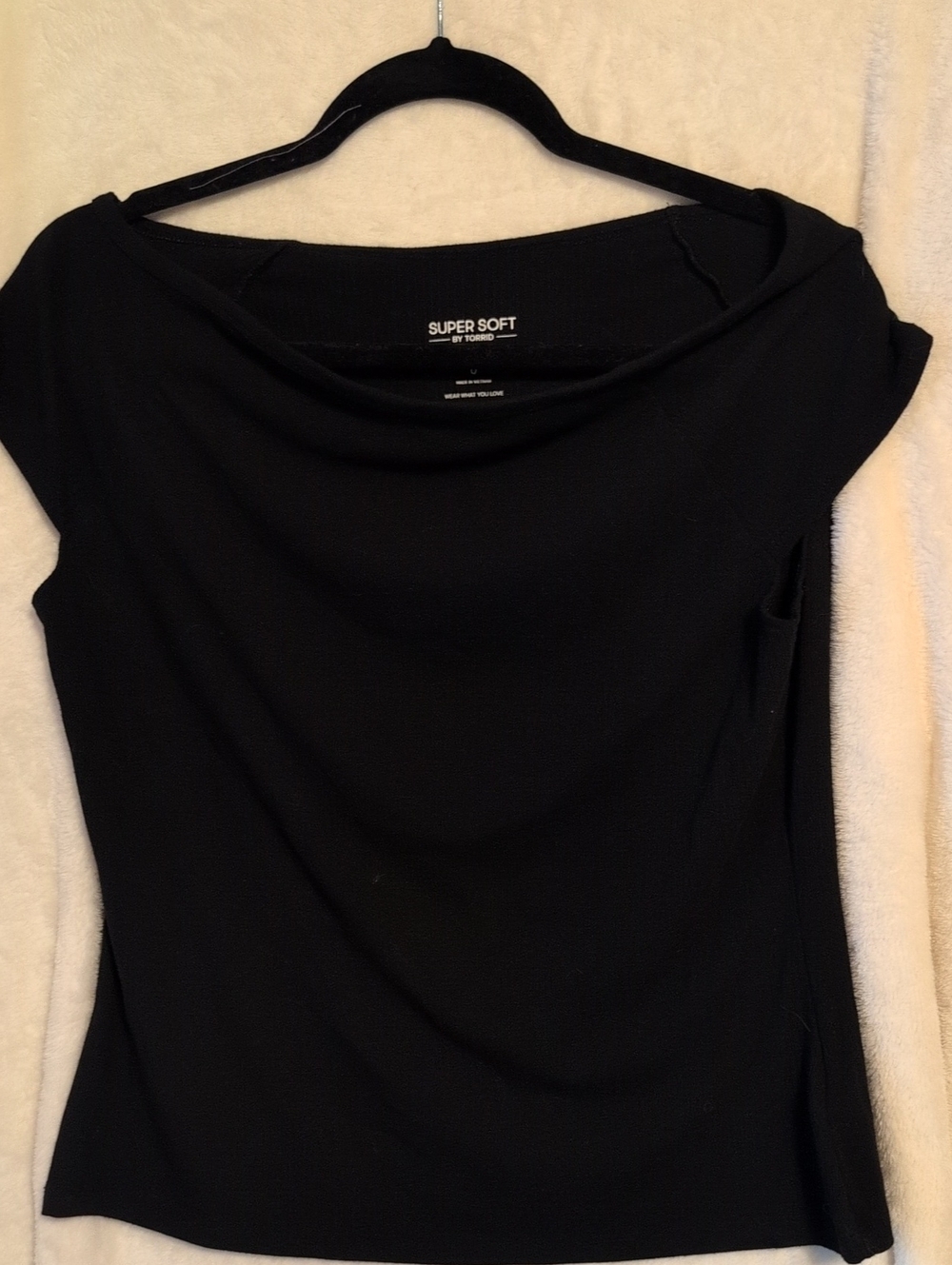 Torrid Rib Knit Black Women's Boatneck Tee Size 0 Fitted
